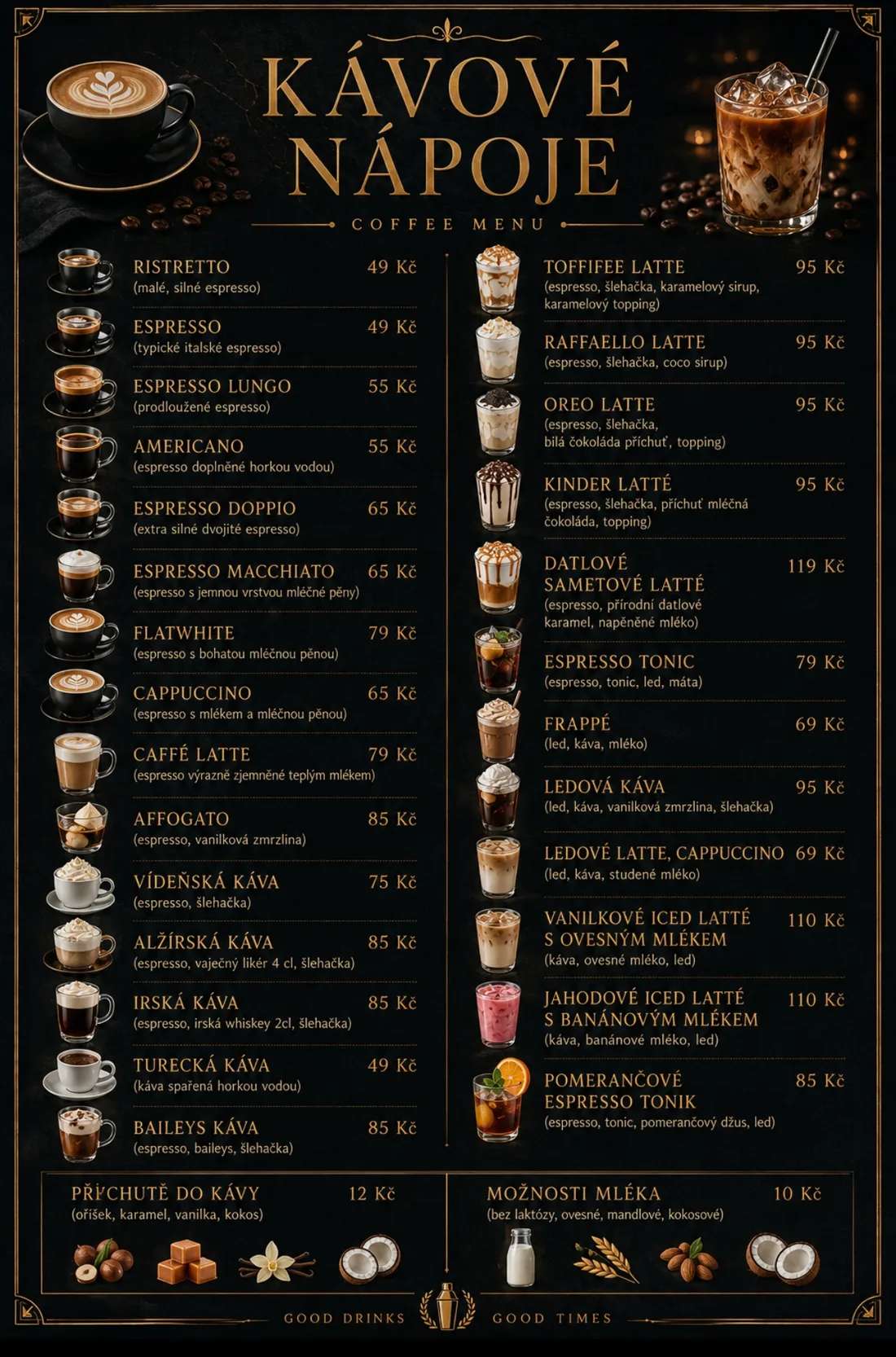 Tabule s kávovým lístkem — Coffee Menu